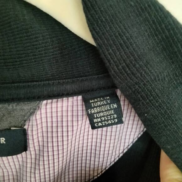 Ted Baker Size 5 Navy Button Front Shawl Collar Grandpa Sweatshirt Cardigan - Picture 5 of 8